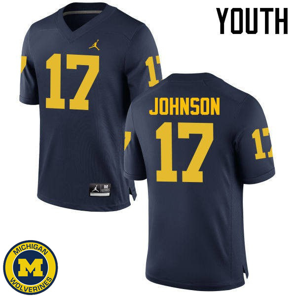 Youth Michigan Wolverines #17 Ron Johnson Navy Fashion Football Jersey